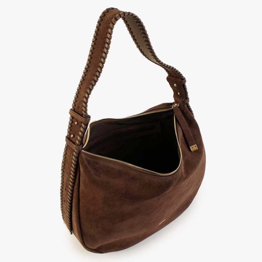 Brown Suede Hobo Bag