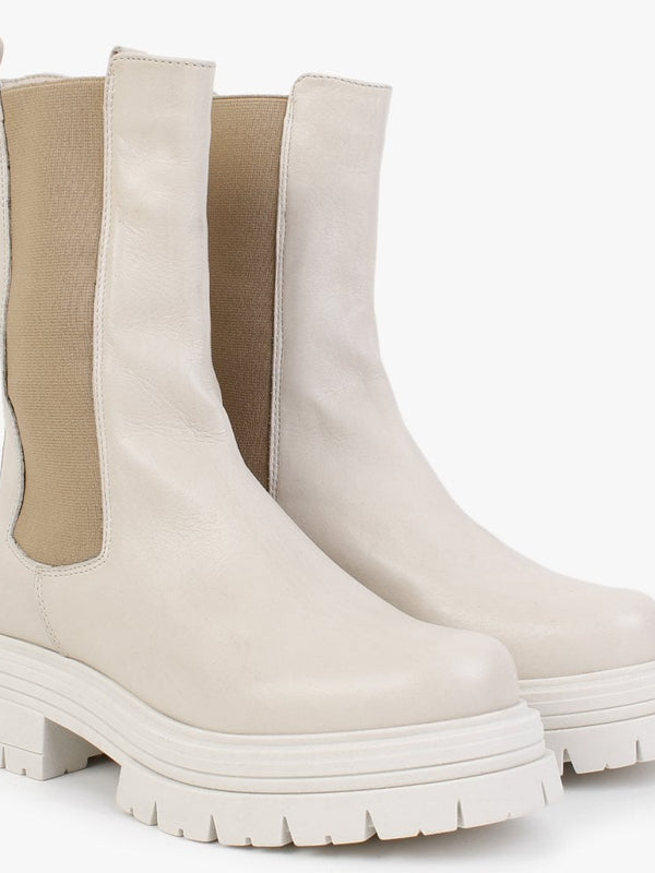 Emme Cream Leather Chunky Chelsea Boots
