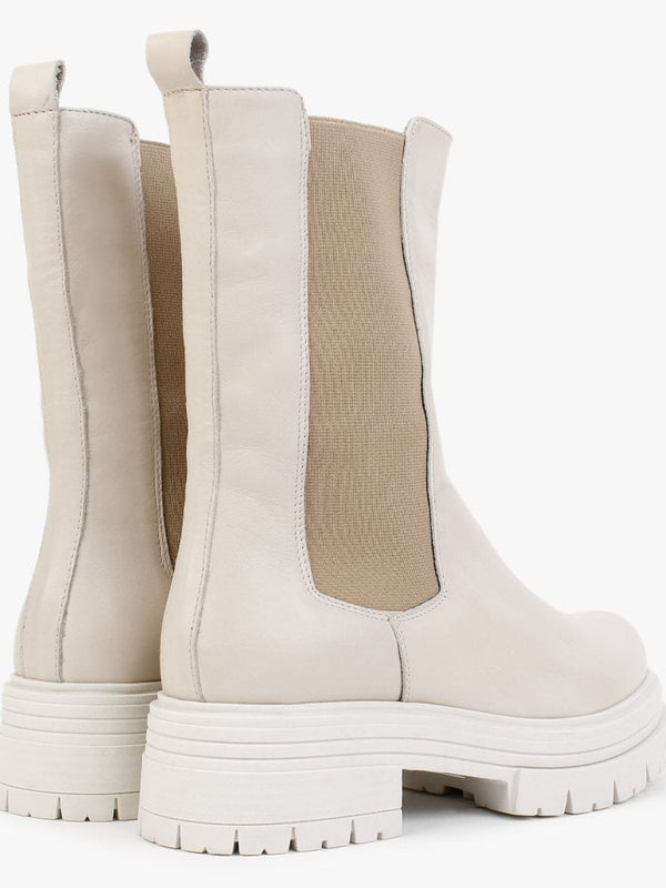 Emme Cream Leather Chunky Chelsea Boots