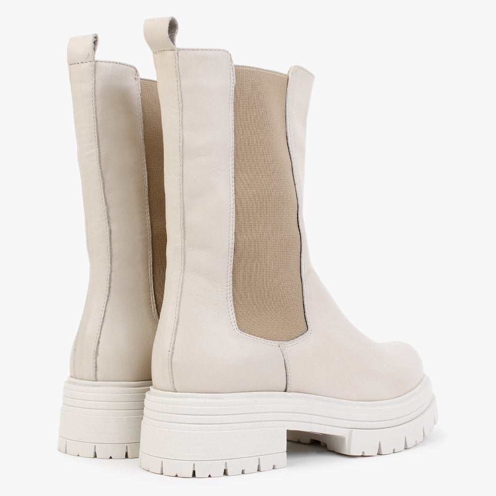 Emme Cream Leather Chunky Chelsea Boots