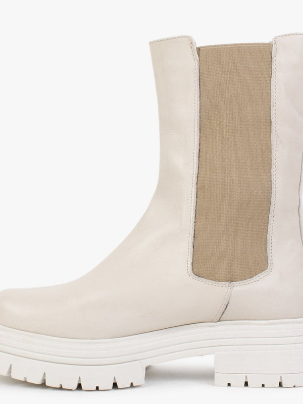 Emme Cream Leather Chunky Chelsea Boots