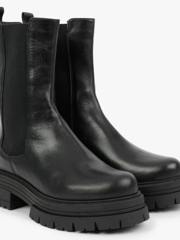 Emme Black Leather Chunky Chelsea Boots