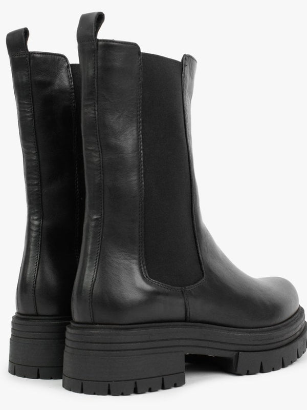 Emme Black Leather Chunky Chelsea Boots