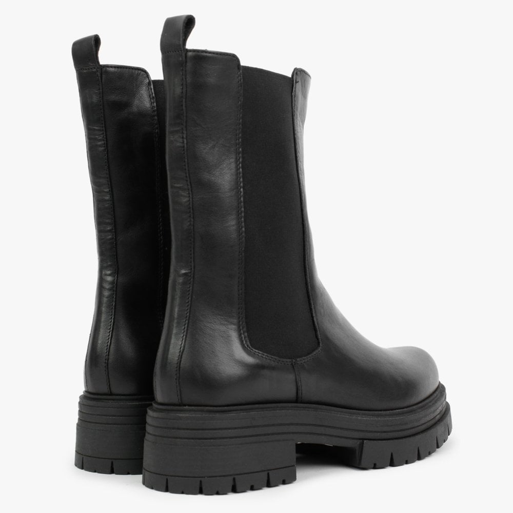 Emme Black Leather Chunky Chelsea Boots