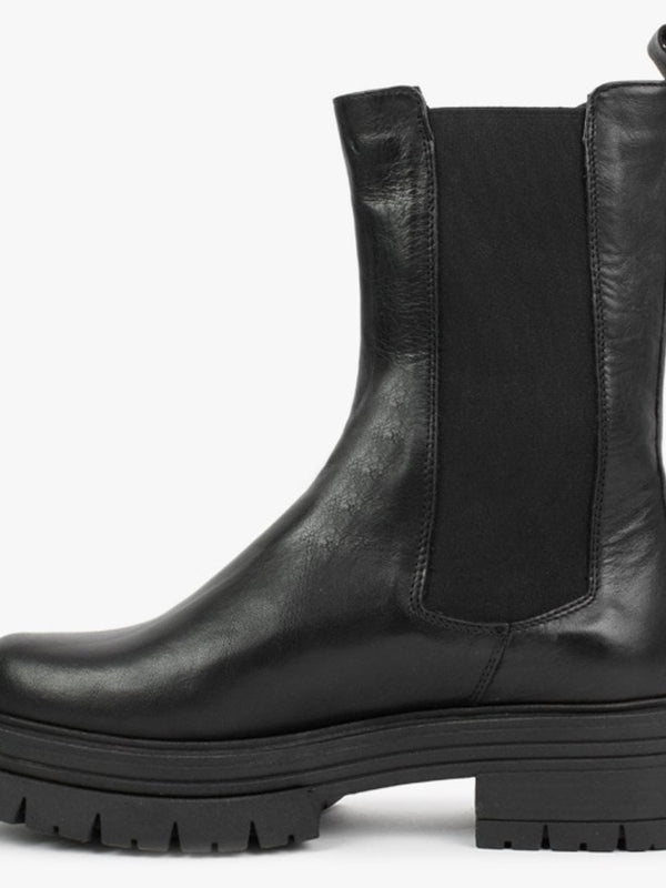 Emme Black Leather Chunky Chelsea Boots
