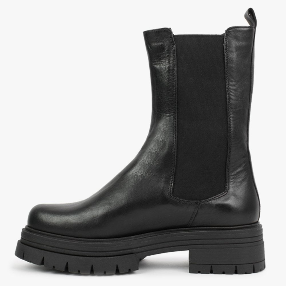 Emme Black Leather Chunky Chelsea Boots