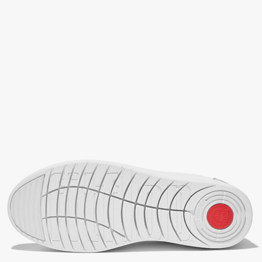 Rally Metallic-Back Urban White Silver Leather Strap Trainers