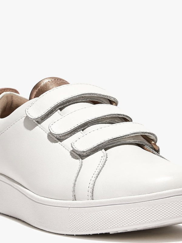 Rally Metallic-Back Urban White Rose Gold Leather Strap Trainers