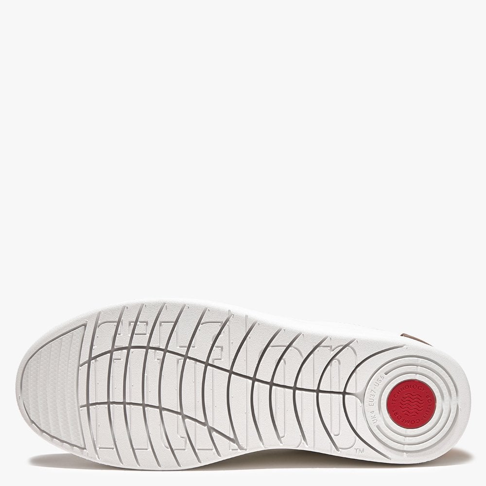 Rally Metallic-Back Urban White Rose Gold Leather Strap Trainers