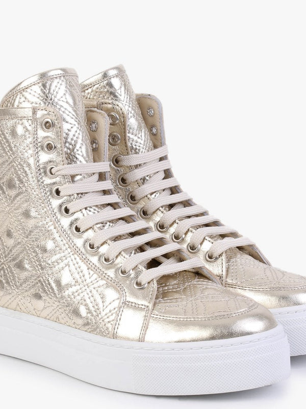 Bimpani Gold Leather Quilted High Top Trainers