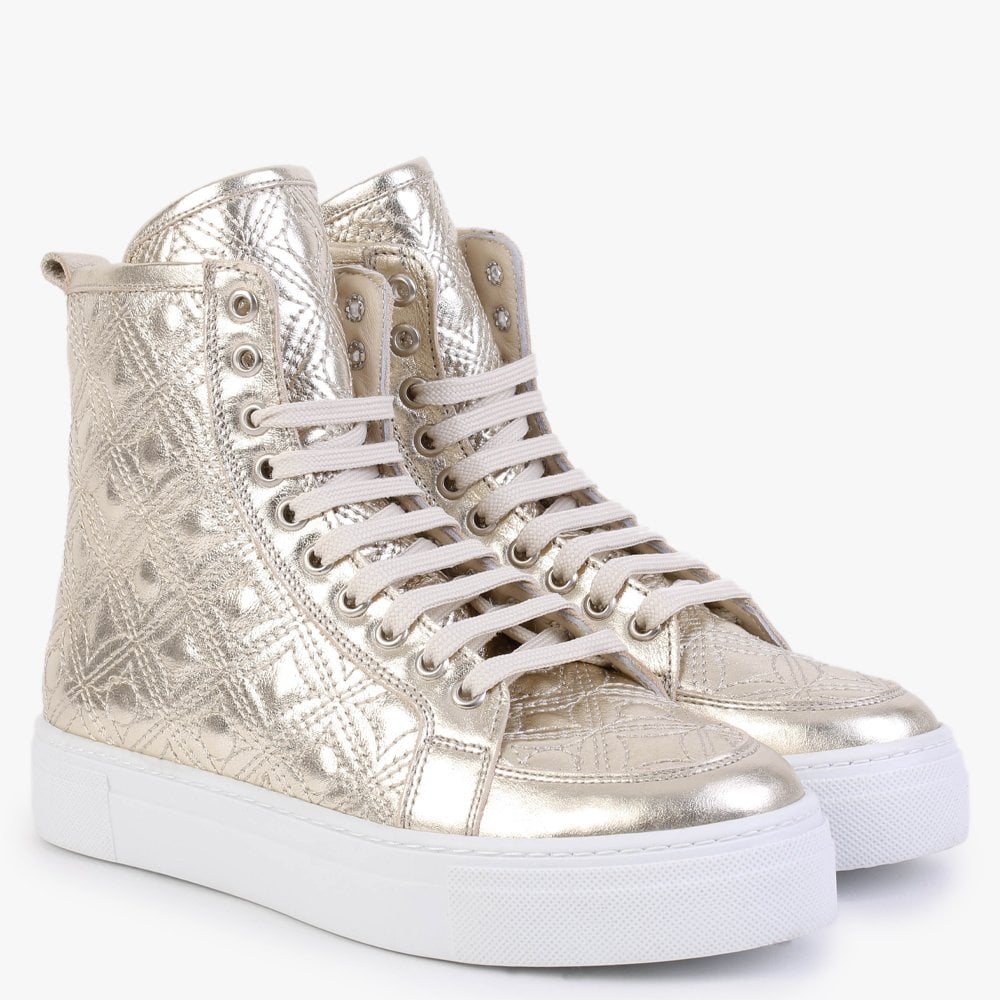 Bimpani Gold Leather Quilted High Top Trainers