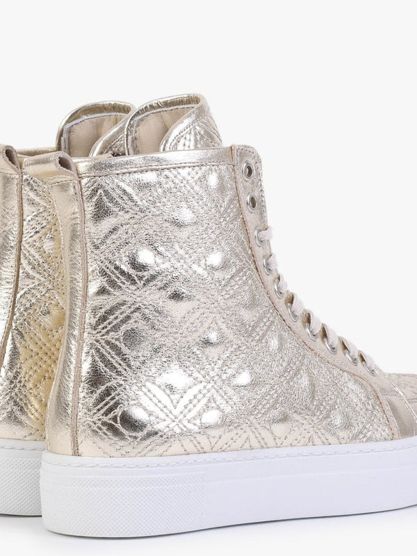 Bimpani Gold Leather Quilted High Top Trainers