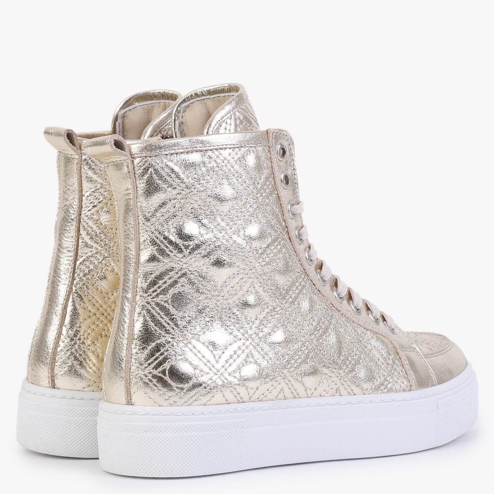 Bimpani Gold Leather Quilted High Top Trainers