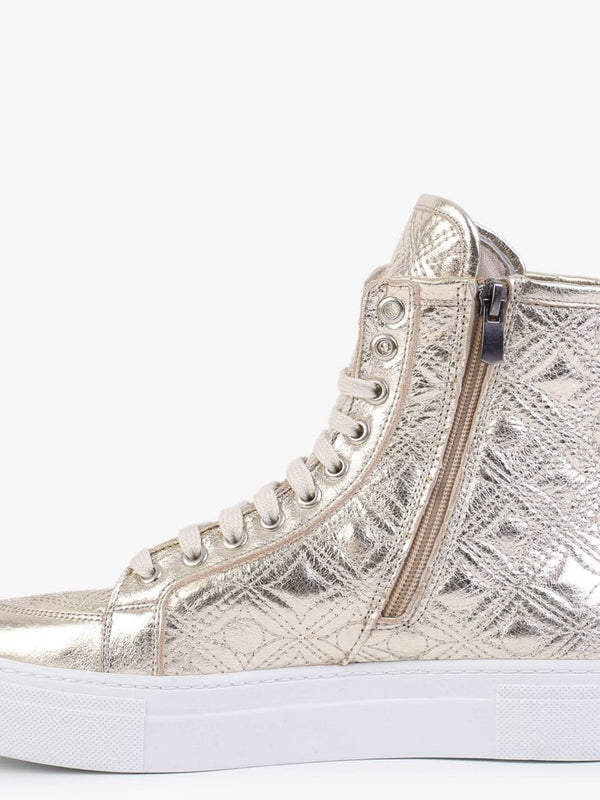 Bimpani Gold Leather Quilted High Top Trainers