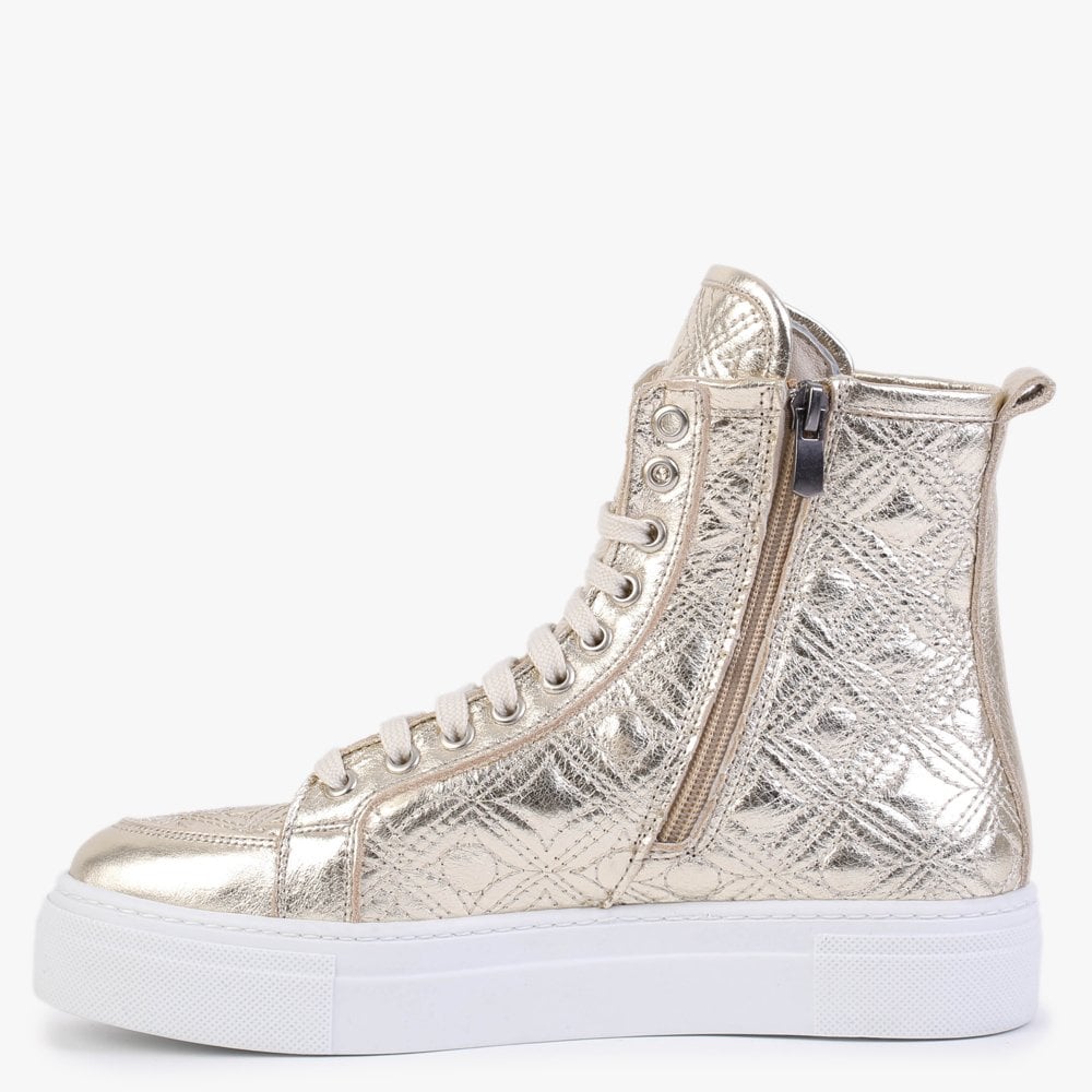 Bimpani Gold Leather Quilted High Top Trainers