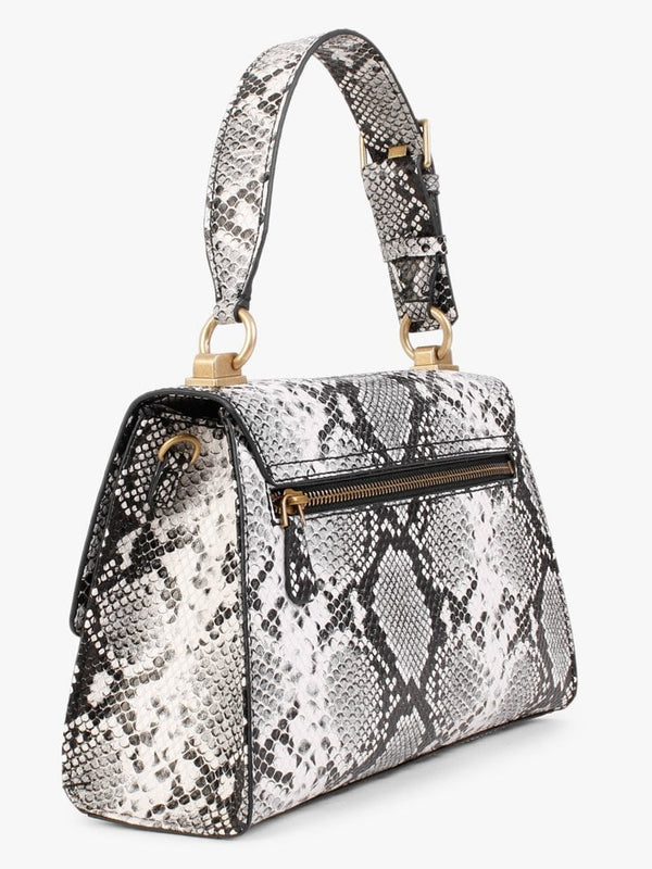 Stephi Black Reptile Top Handle Bag
