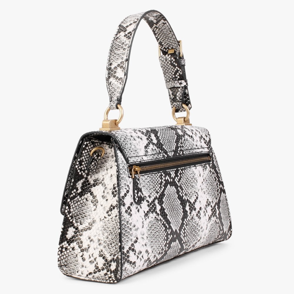 Stephi Black Reptile Top Handle Bag