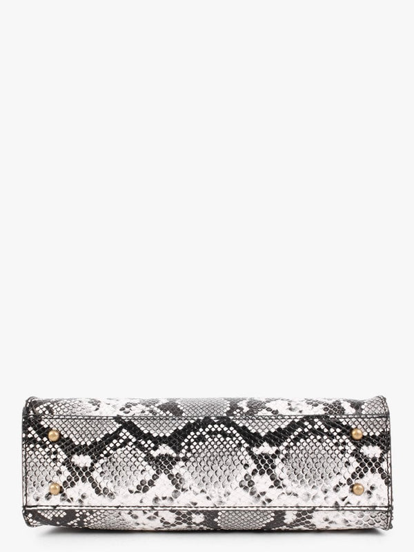 Stephi Black Reptile Top Handle Bag