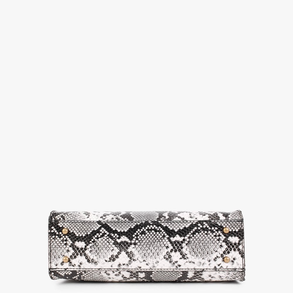 Stephi Black Reptile Top Handle Bag