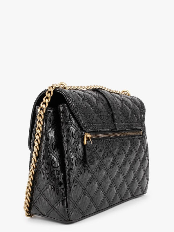 Gaia Convertible Quilted Logo Black Cross-Body Bag