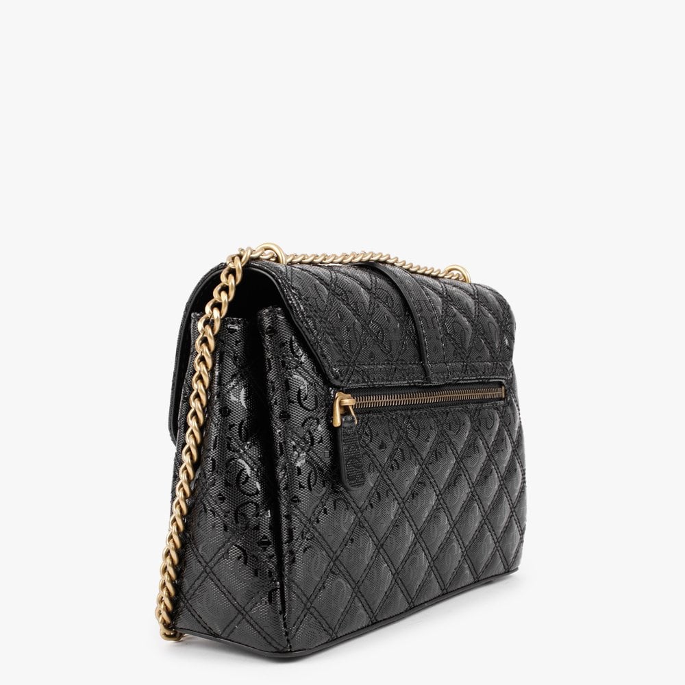 Gaia Convertible Quilted Logo Black Cross-Body Bag