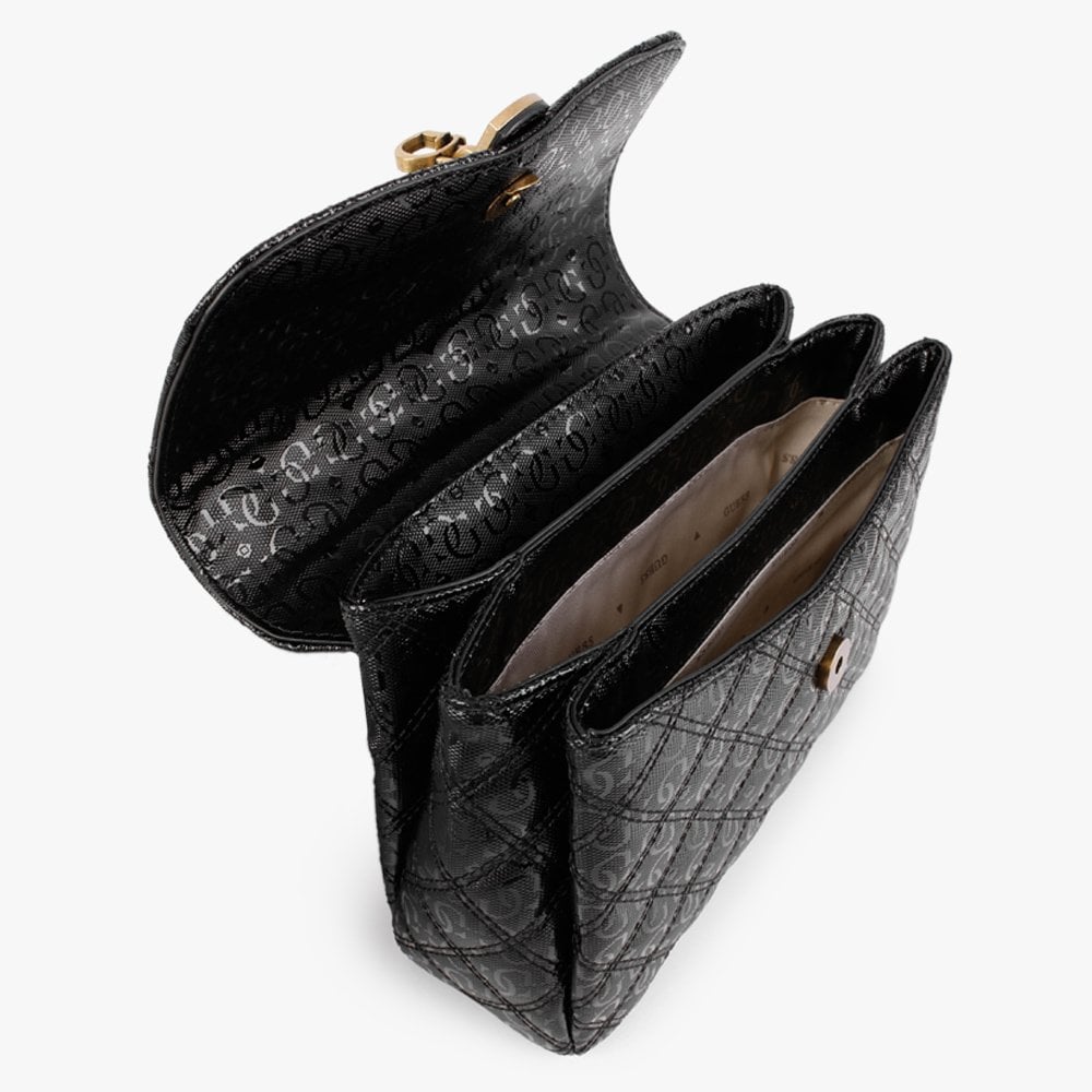Gaia Convertible Quilted Logo Black Cross-Body Bag