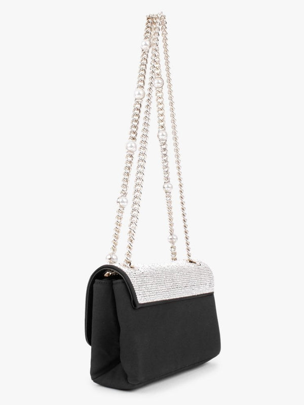 Virtual Mini Black Diamante Cross-Body Bag