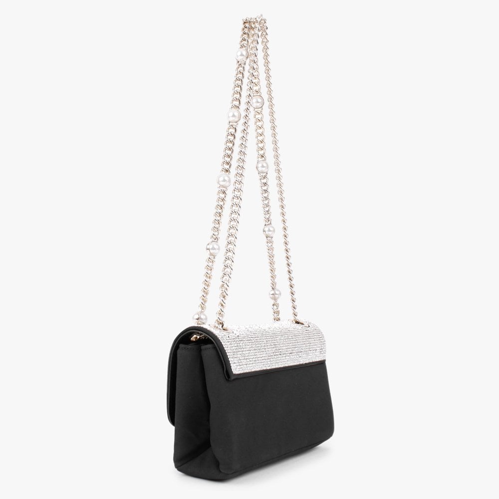 Virtual Mini Black Diamante Cross-Body Bag
