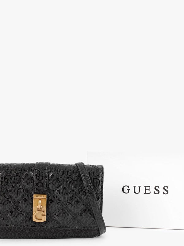 Gaia Quilted Logo Black Phone Case Cross-Body