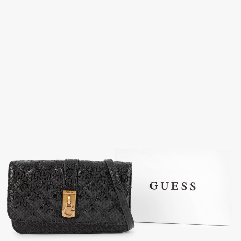 Gaia Quilted Logo Black Phone Case Cross-Body