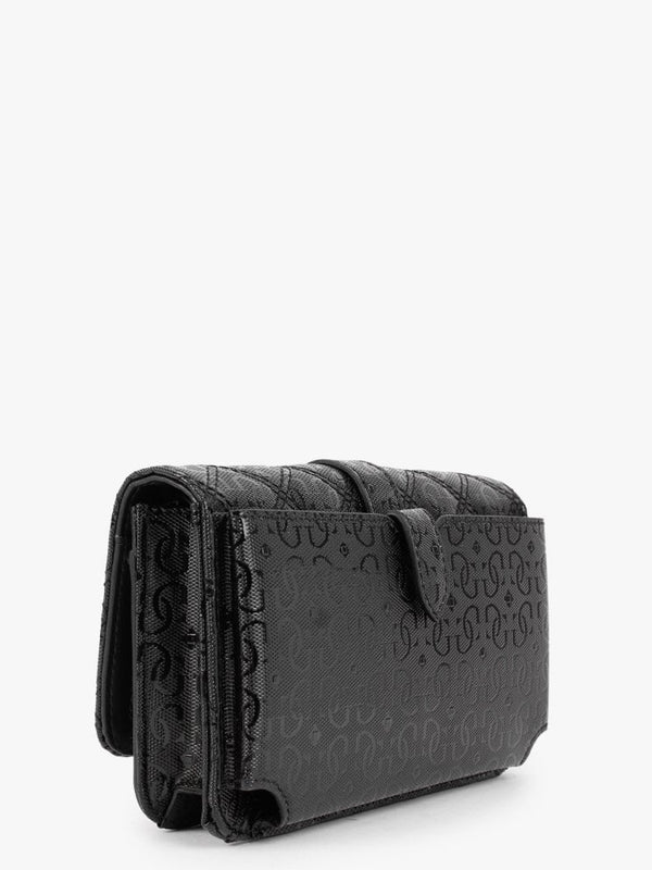 Gaia Quilted Logo Black Phone Case Cross-Body