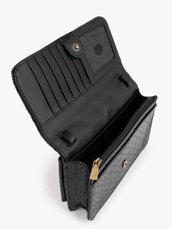 Gaia Quilted Logo Black Phone Case Cross-Body