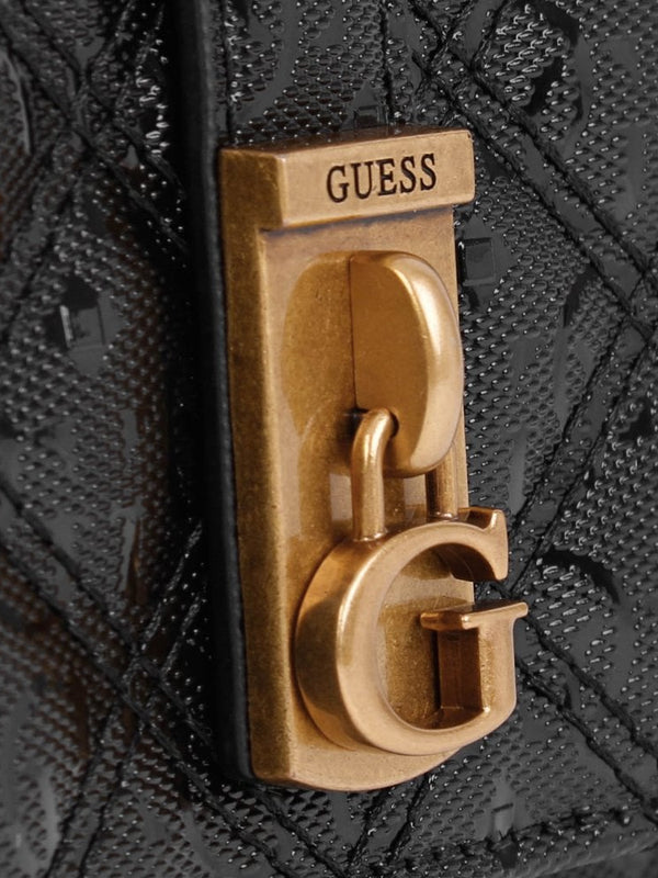 Gaia Quilted Logo Black Phone Case Cross-Body