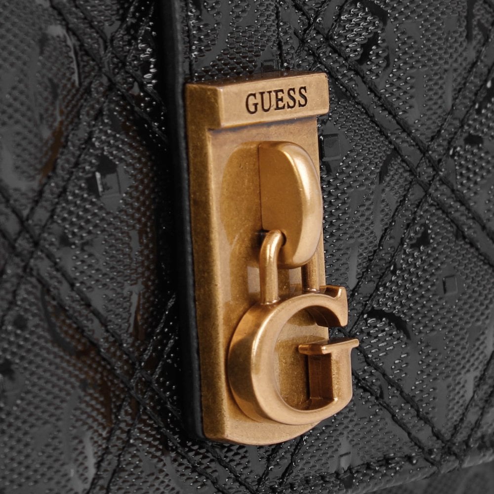 Gaia Quilted Logo Black Phone Case Cross-Body