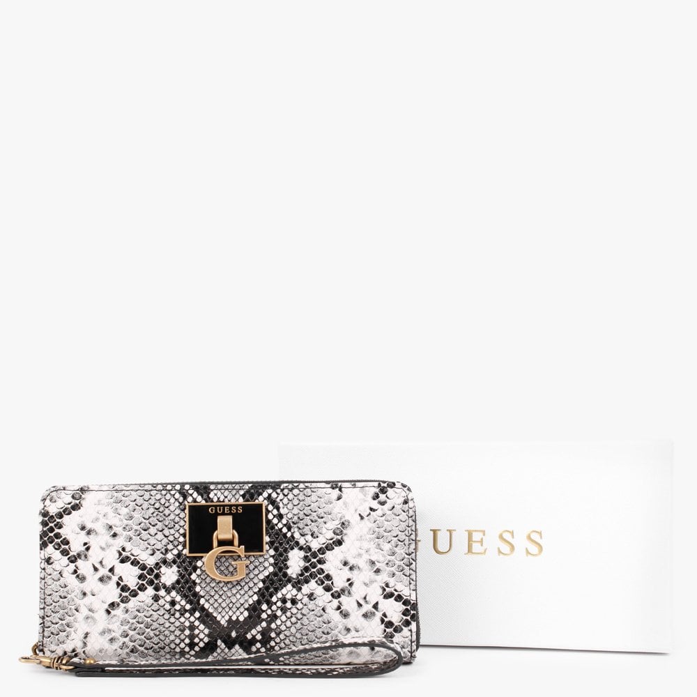 Large Stephi Black Reptile Zip Around Wallet