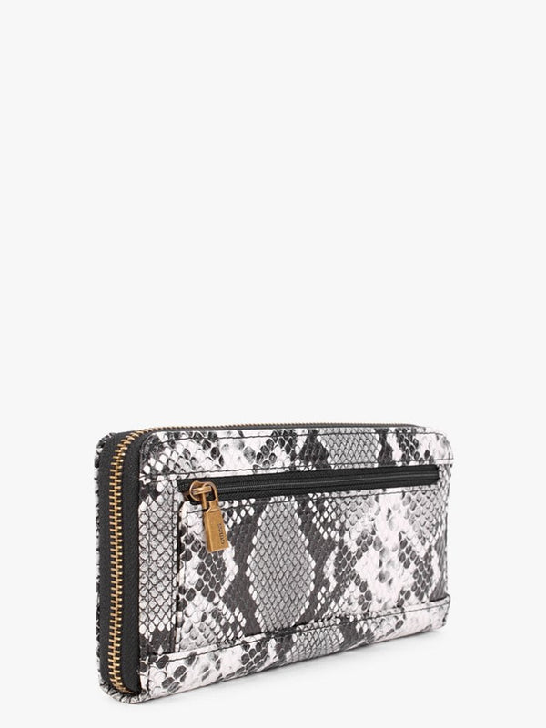 Large Stephi Black Reptile Zip Around Wallet
