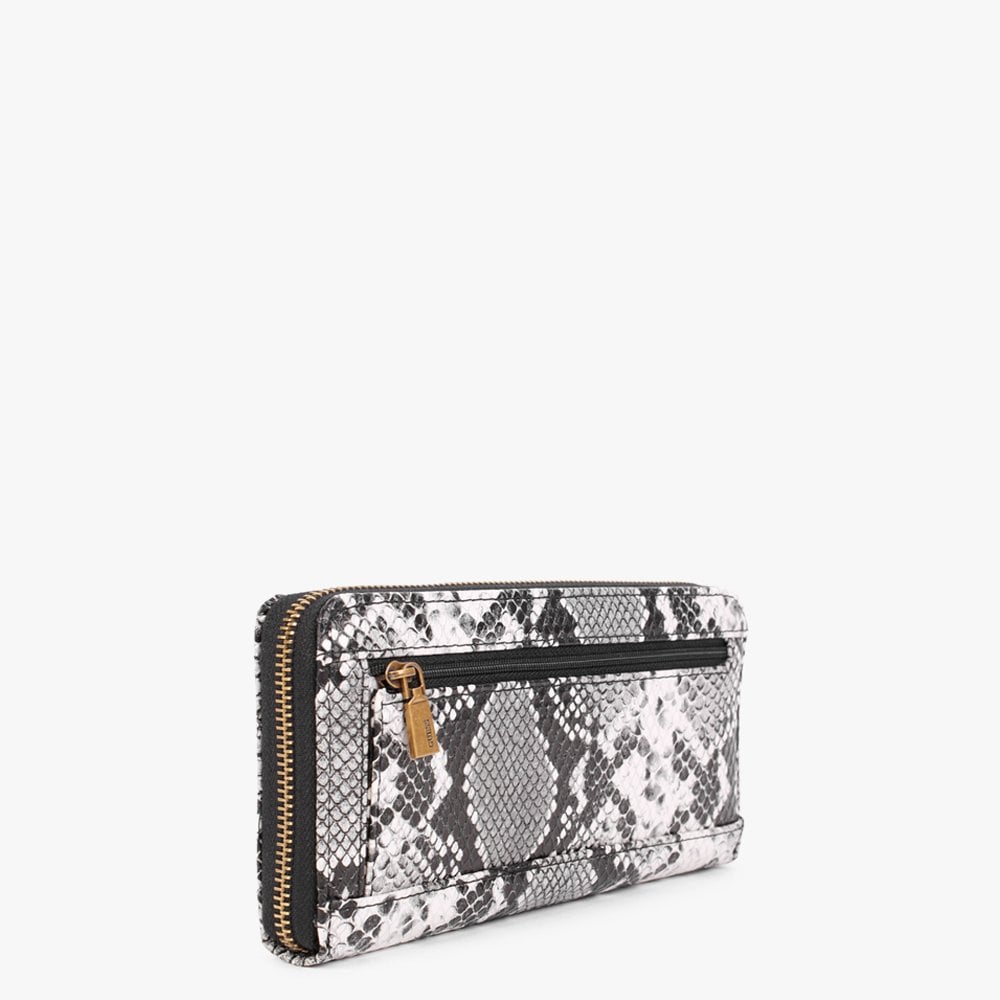 Large Stephi Black Reptile Zip Around Wallet