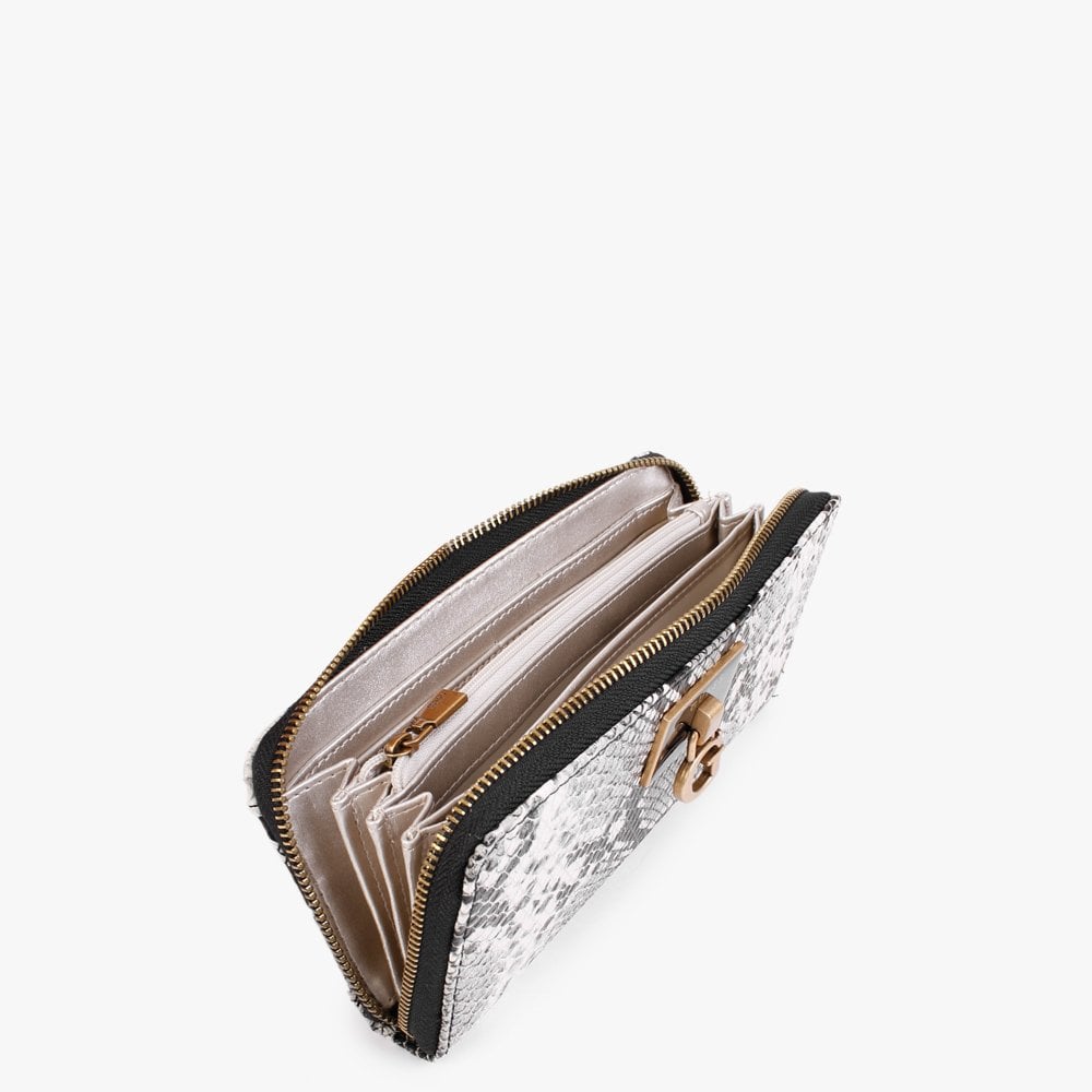 Large Stephi Black Reptile Zip Around Wallet