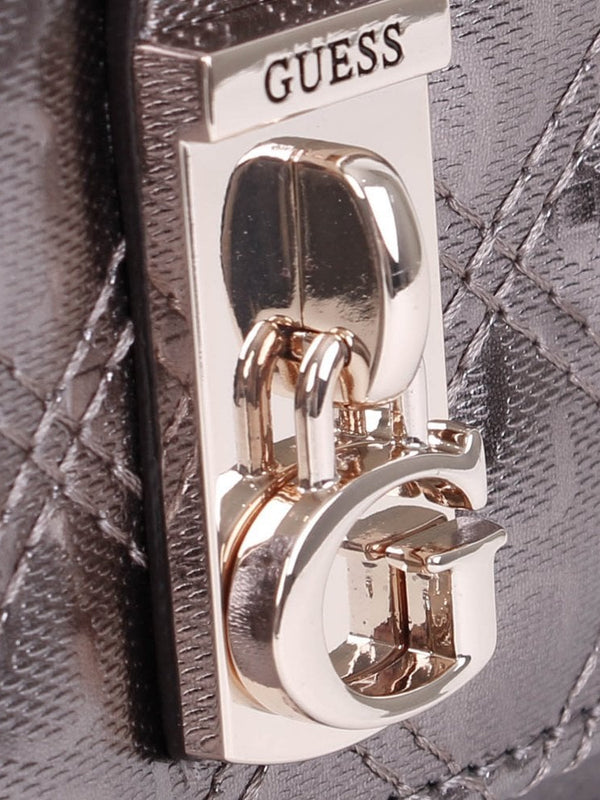 Gaia Quilted Logo Pewter Phone Case Cross-Body