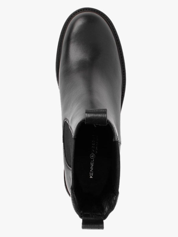 Punch Black Leather Block Heel Chelsea Boots