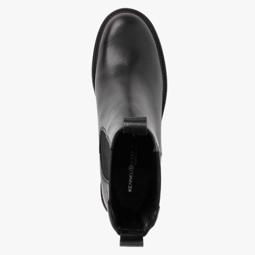 Punch Black Leather Block Heel Chelsea Boots