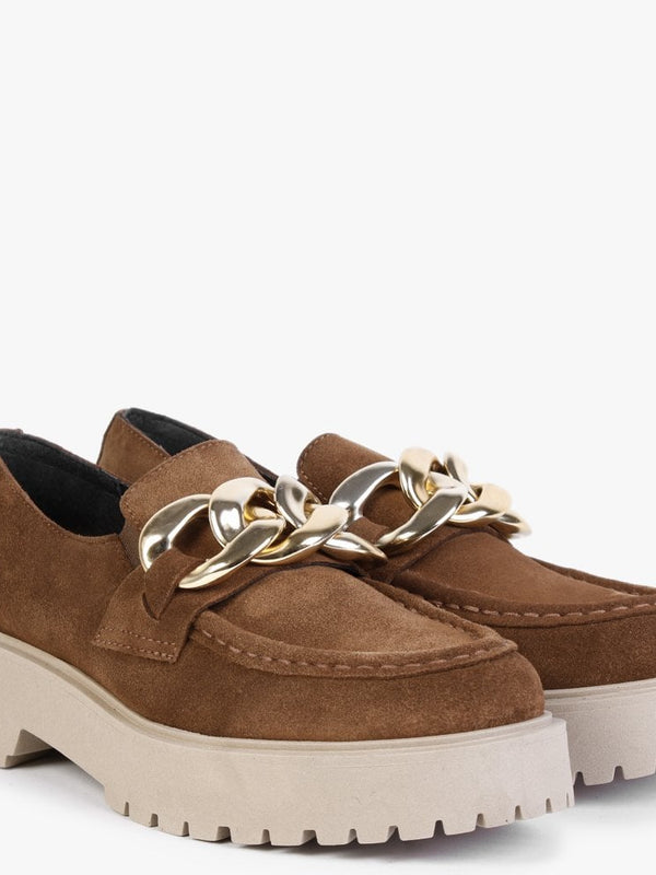 Loopy Tan Suede Chunky Loafers