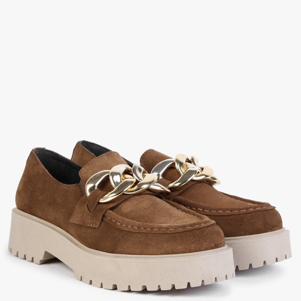 Loopy Tan Suede Chunky Loafers