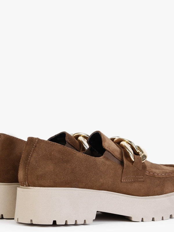 Loopy Tan Suede Chunky Loafers