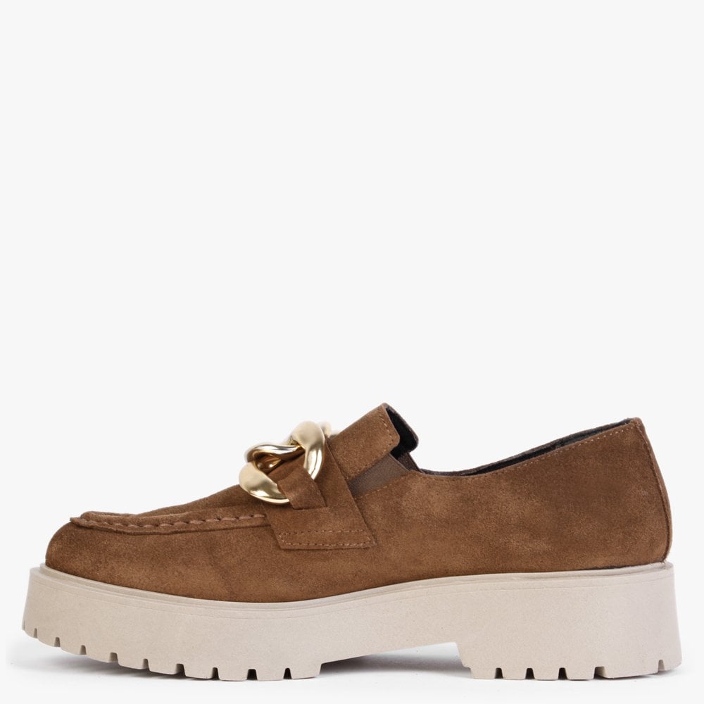 Loopy Tan Suede Chunky Loafers