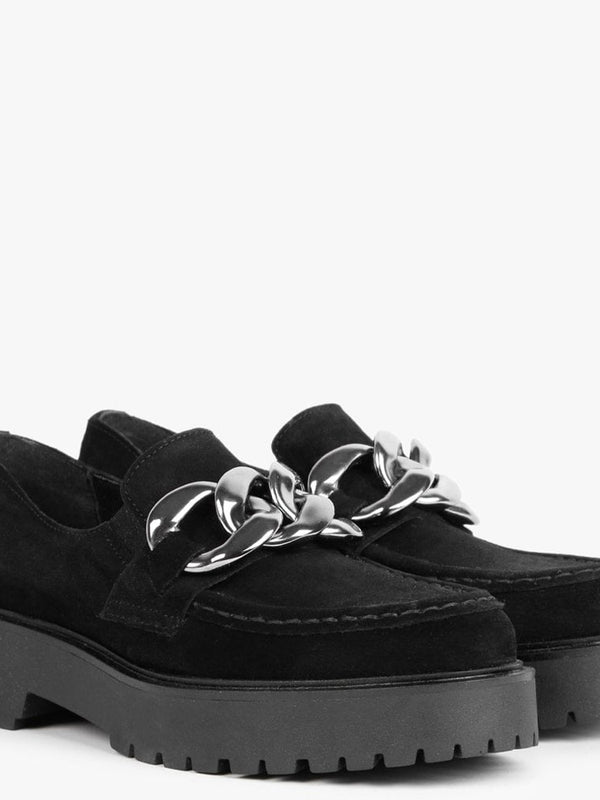 Loopy Black Suede Chunky Loafers