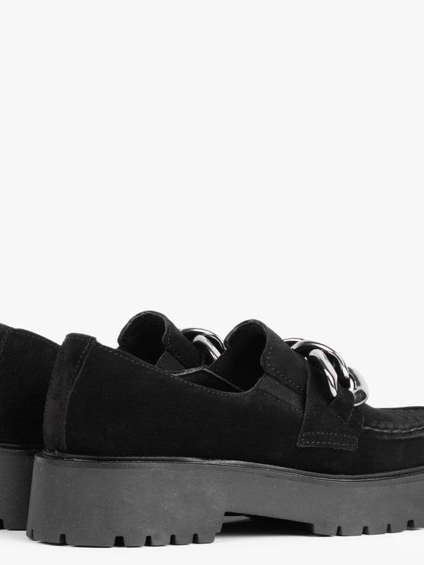 Loopy Black Suede Chunky Loafers