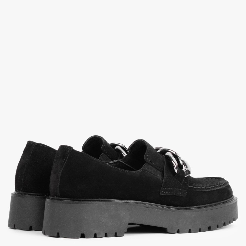 Loopy Black Suede Chunky Loafers