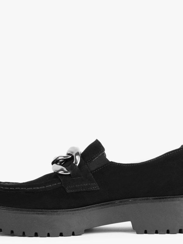 Loopy Black Suede Chunky Loafers