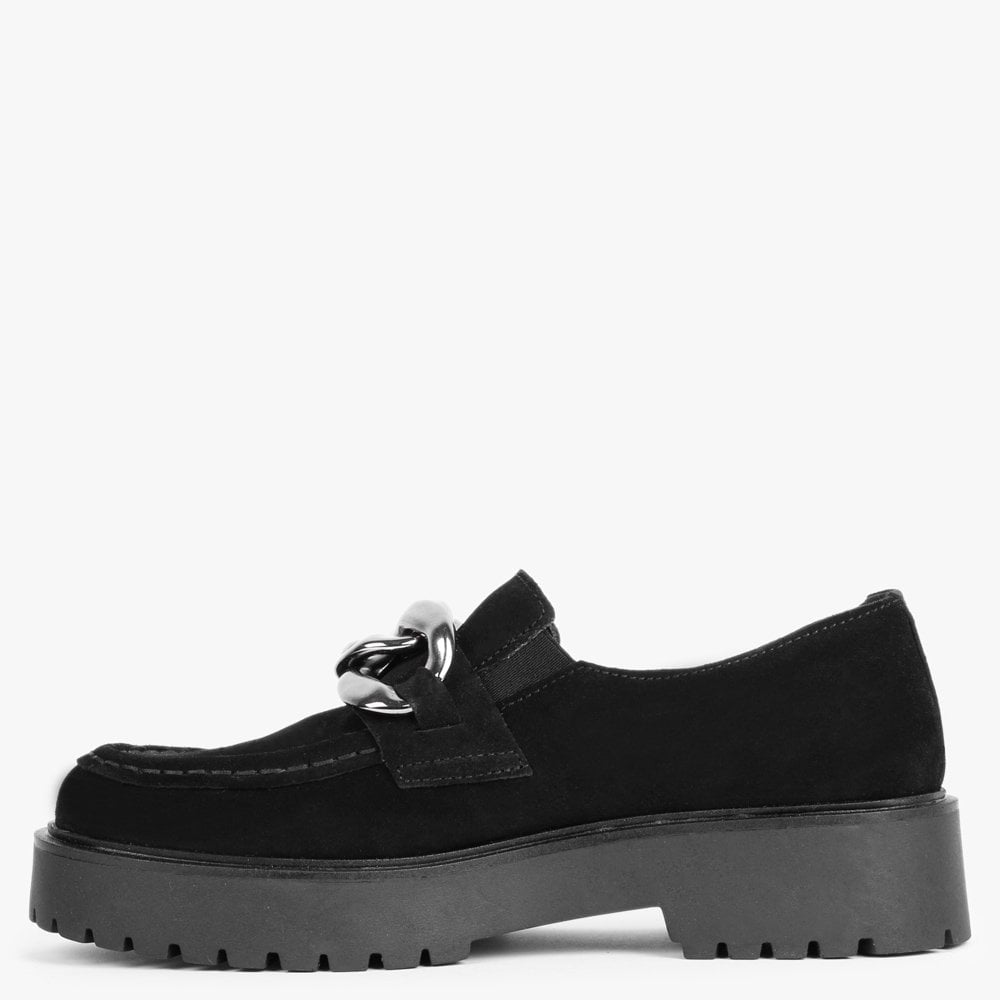Loopy Black Suede Chunky Loafers
